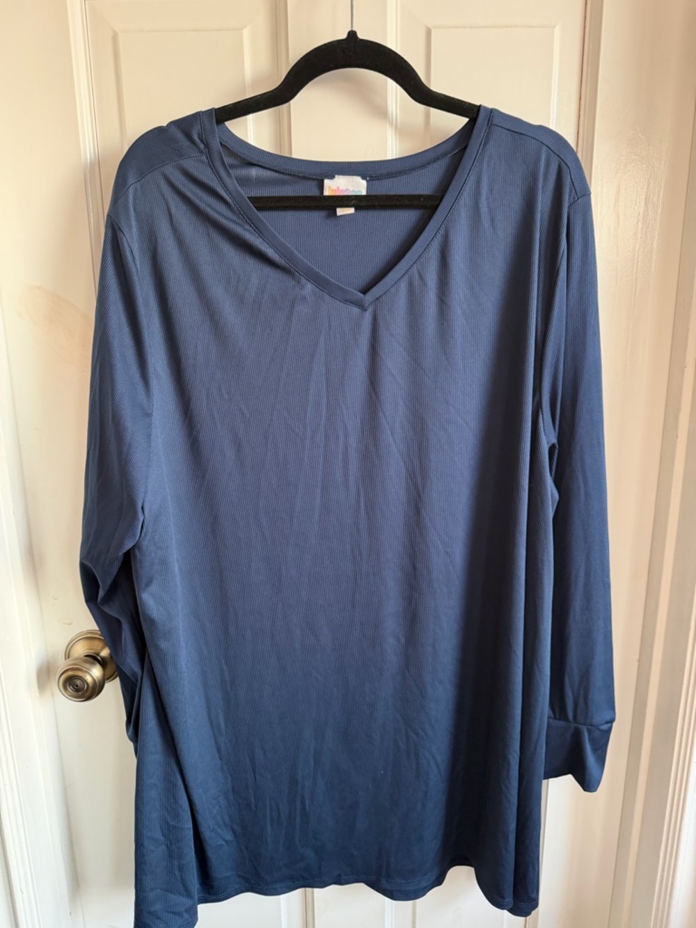 LuLaRoe Women's Long Sleeve V-Neck Top in Slate Blue